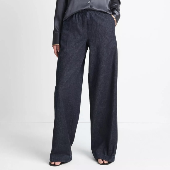 Vince Cotton Mid-Rise Wide-Leg Pant Size Medium NEW Slip On Elastic Waist - Picture 1 of 9